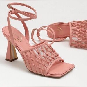 NIB Sam Edelman Candice Faux Leather Square Toe Heels Strappy Sandals